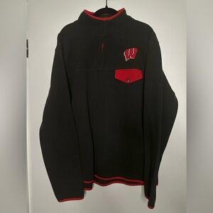 Colosseum Wisconsin Badgers Black & Red Quarter Zip (L)